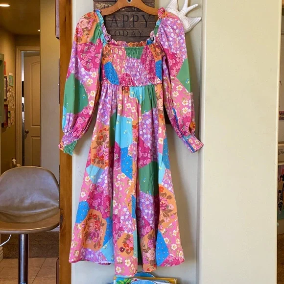 SPELL & THE GYPSY COLLECTIVE FREDA SHIRRED MIDI DRESS IN LOLLY - Picture 12 of 16